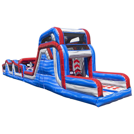 70 Ft Warped Wall Warrior Challenge inflatable obstacle course party rental in Detroit Michigan