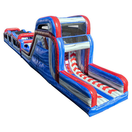 75 Ft Warped Wall Warrior Challenge inflatable obstacle course party rentals in Detroit area Michigan