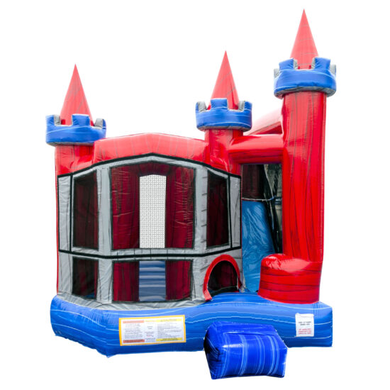 Backyard Marble Castle Tower Combo inflatable moonwalk bounce house party rental in Michigan