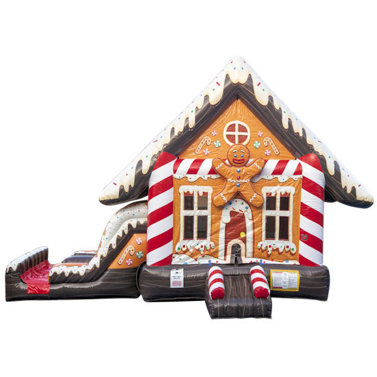 Gingerbread inflatable bounce house slide combo party rental Detroit Michigan