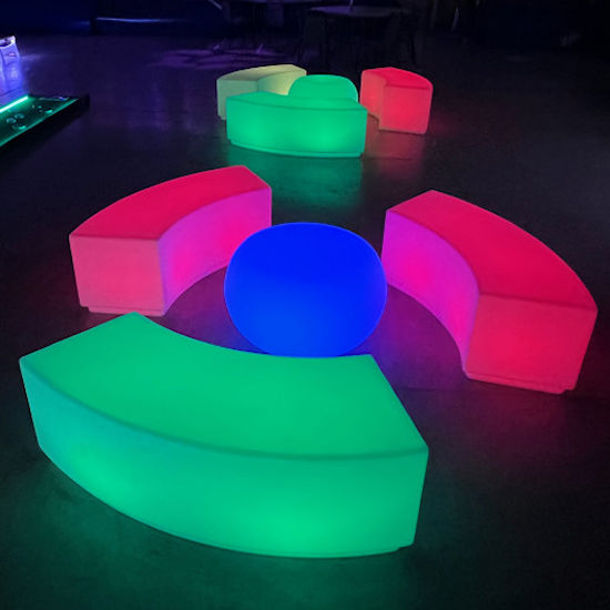 LED Curved Bench chair stool furniture rental Michigan